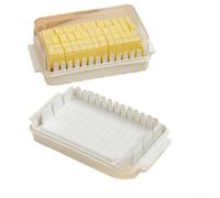 NEIQIUWING Boîte de rangement pour fromage et beurre avec coupe-légumes intégré Couvercle transparent Boîte de conservation pour réfrigérateur Design en deux parties Facile à utiliser Blanc