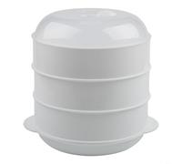 NEIQIUWING Cuiseur vapeur micro-ondes en PP pour boulettes et riz : cuisson uniforme, design peu encombrant, passe au lave-vaisselle, panier vapeur blanc pour légumes (trois couches)