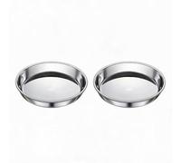 NEIQIUWING Lot de 2 plaques rondes en acier inoxydable de 28 cm, design épais à double couche pour cuisson à la vapeur, passe au lave-vaisselle, argenté