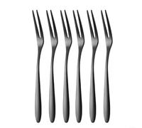NEIQIUWING Lot de 6 couverts pour mini fourchettes à fruits, 304 couverts pour amuse-gueux, gâteaux, sushis, et durables, parfaits pour les cocktails et les pique-niques (noir)