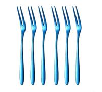 NEIQIUWING Lot de 6 mini fourchettes à fruits, 304 couverts pour amuse-gueux, gâteaux, sushis, et durables, parfaits pour les cocktails et les pique-niques (bleu)