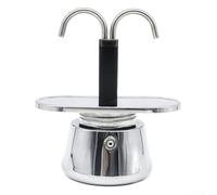 NEIQIUWING Machine à expresso en acier inoxydable 304 avec double tube et valve de sécurité pour plaque de cuisinière, argent (A)