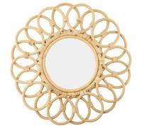 NEIQIUWING Miroir mural en rotin avec cadre en fibre naturelle - 43 cm de diamètre - Style bohème rustique - Pour chambre à coucher et salon