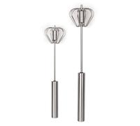 NEIQIUWING Mousseur à lait en acier pour batteur à main semi-automatique pour mousse de lait, latte, blanc d'œuf et crème - 6-7 cm × 24,6-36,5 cm