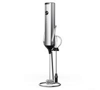 NEIQIUWING Mousseur à lait manuel électrique rechargeable 3 vitesses Embout pour boissons chaudes et battements d'œufs Arrêt automatique avec station de base Noir Blanc Argent (Argent)