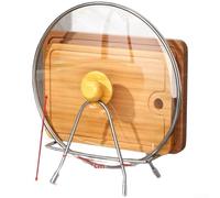 NEIQIUWING Organisateur de cuisine pliable - Porte-couverts et planche à découper - Support stable pour casseroles - Couvercle - Gain de place - Argent - 15,6 x 15,6 x 22,3 cm (B)