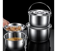 NEIQIUWING Passoire en acier inoxydable avec couvercle pour soupe, huile et bouillon - Passoire à mailles fines empilables - 16,5 x 9 cm