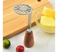 NEIQIUWING Presse-purée avec manche en bois - Plaque de pilotage en acier inoxydable - Poignée ergonomique - Pour pommes de terre, patates douces et fruits - Passe au lave-vaisselle
