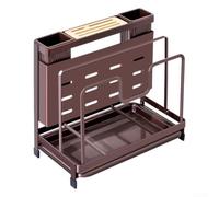NEIQIUWING Rack de rangement pour couvercle de casserole et planche à découper, support de comptoir de drainage - Porte-ustensiles de cuisine multifonction avec fentes en U pour un accès facile et un