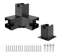 NEIQIUWING Support d'angle à 90 degrés pour pergola avec pied de support pour poutres en bois - Acier aluminium résistant aux intempéries - 218 x 218 x 120 mm - Noir