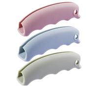 NEIQIUWING Support de poignée en silicone antidérapant pour sacs de courses - 9 x 2,5 cm - Avec empreintes pour les doigts - Rose/bleu/vert