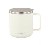 NEIQIUWING Tasse isotherme à double paroi de 400 ml en 304 de qualité supérieure avec couvercle et ergonomique, garde les boissons chaudes ou froides pendant longtemps - Design élégant en gris ou