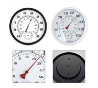NEIQIUWING Thermomètre hygromètre rond analogique avec affichage de la température et de l'humidité pour intérieur et extérieur, montage mural, blanc/noir, 25 cm