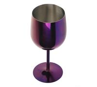 NEIQIUWING Verre à vin incassable 350 ml avec long manche pour vin, cocktails, bar, camping, argent, or (violet)