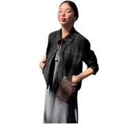 NEIQIUWING Veste courte en daim pour femme - Revers coréen | 95 % polyester, 5 % élasthanne, extensible et confortable, infroissable, indéformable, portable toute l'année