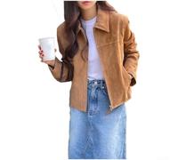 NEIQIUWING Veste courte en daim pour femme - Revers coréen | 95 % polyester, 5 % élasthanne, extensible et confortable, infroissable, indéformable, portable toute l'année