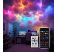 Neisouf Lampe LED USB Nuage d'Orage, Lumières de Plafond 3D en Coton avec Fonction de Synchronisation de Musique et Suivi de Couleurs RGB+IC, Contrôle APP et Télécommande pour Décoration de Chambre