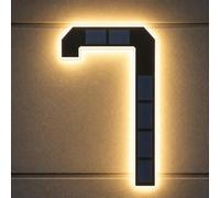Neisouf Numéro de maison solaire étanche éclairé pour l'extérieur (7 noir., 23cm)