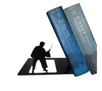 Neisouf Serre-livres en métal noir, mignon, unique, robuste, serre-livres pour étagères (Harry)