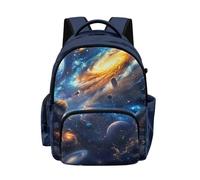 NEITLGEN Sac à dos personnalisé pour enfants pour école primaire primaire avec plusieurs poches, Planètes galaxie, L, Décontracté