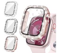 Neitra [3 Pièces] Coque D'écran Diamond pour Apple Watch Series 6/5/4/SE 2023 40mm Accessoires, Bling Coques avec Protecteur D'écran en Verre Trempé pour Femme, Boîtiers de Protection pour iWatch