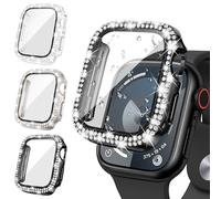 Neitra [3 Pièces] Coque D'écran Diamond pour Apple Watch Series 6/5/4/SE 2023 44mm Accessoires, Bling Coques avec Protecteur D'écran en Verre Trempé pour Femme, Boîtiers de Protection pour iWatch