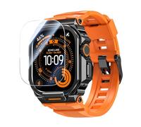 Neitra Coque Métallique avec Bracelet pour Apple Watch Ultra 3/2/1 49 mm avec Protection d'Écran, Coque Intégrale 360°, Protection contre Chutes et la Poussière, Accès à la Couronne ECG, orange