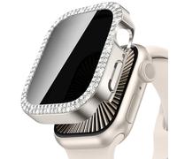 Neitra Privacy Diamant Coque pour Apple Watch Series 10 2024 42mm Accessoires, Bling Coques avec HD Anti-Spy Privacy Protection d'Écran en Verre Trempé, Boîtiers de Protection pour iWatch 42mm