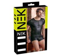 NEK - T-shirt homme noir mat sexy à manches lacées, taille XL