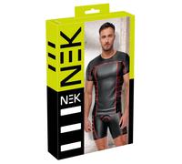 NEK - T-shirt sexy pour homme, noir et rouge mat, taille M