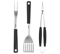 Neka Lot de 3 ustensiles de barbecue – inox, manches TPR 48 cm – Noir