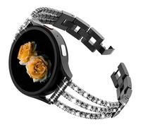 Nekiyo Tech Bracelet de Bijou en Métal Compatible avec Samsung Galaxy Watch FE 7 6 5 4 Band 40mm 44mm/6 Classic 47mm 43mm/4 Classic 42mm 46mm/5 Pro 45mm, Bracelet Diamant pour Femmes - Noir