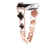 Nekiyo Tech Bracelet Diamant Bling à Trèfle à Quatre Feuilles Compatible avec Samsung Galaxy Watch Band 7/FE/6/5/4/3 & Watch 5 Pro & 6/4 Classic & Gear S3/S2, 20mm & 22mm - Rose Pink Noir