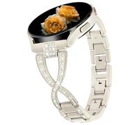 Nekiyo Tech Bracelet Métal Diamant Bling en Forme de X Compatible avec Samsung Galaxy Watch Band 7/FE/6/5/4/3 & Watch 5 Pro & 6/4 Classic & Gear S3/S2, 20mm & 22mm - Lumière d‘Étoile