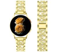 Nekiyo Tech Bracelet Métal Luxe Diamant Bling Compatible avec Samsung Galaxy Watch Band 7/FE/6/5/4/3 & Watch 5 Pro & 6/4 Classic & Gear S3/S2, 20mm & 22mm - Or