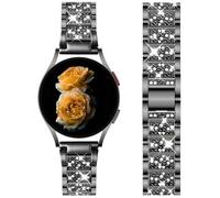 Nekiyo Tech Bracelet Métal Luxe Diamant Bling Compatible avec Samsung Galaxy Watch Band 7/FE/6/5/4/3 & Watch 5 Pro & 6/4 Classic & Gear S3/S2, 20mm & 22mm - Noir