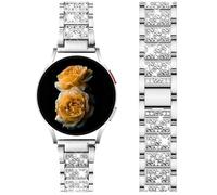 Nekiyo Tech Bracelet Métal Luxe Diamant Bling Compatible avec Samsung Galaxy Watch Band 7/FE/6/5/4/3 & Watch 5 Pro & 6/4 Classic & Gear S3/S2, 20mm & 22mm - Argent