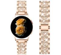 Nekiyo Tech Bracelet Métal Luxe Diamant Bling Compatible avec Samsung Galaxy Watch Band 7/FE/6/5/4/3 & Watch 5 Pro & 6/4 Classic & Gear S3/S2, 20mm & 22mm - Or Rose