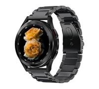 Nekiyo Tech Bracelet montre en acier inoxydable, Compatible with Samsung Galaxy Watch Band 7/FE/6/5/4/3 & Watch 5 Pro & 6/4 Classic & Gear S3/S2, (20mm & 22mm) à fermoir papillon double bouton, Noir