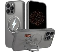 Nekiyo Tech Conçu pour iPhone 16 Pro avec Coque à Support Magnétique Rotatif à 360°, Protection Militaire Finition Mate Translucide Anti-Empreintes Slim Cover 6.3" Gris