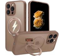 Nekiyo Tech Conçu pour iPhone 16 Pro avec Coque à Support Magnétique Rotatif à 360°, Protection Militaire Finition Mate Translucide Anti-Empreintes Slim Cover 6.3" l'or du désert