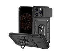 Nekiyo Tech Étui avec Support Magnétique Rotatif 360° Compatible with iPhone 15 Pro, Protection Grade Militaire avec Couverture Caméra Technologie Antichoc Air Cushion pour Homme Femme - Noir