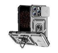 Nekiyo Tech Étui avec Support Magnétique Rotatif 360° Compatible with iPhone 16 Pro, Protection Grade Militaire avec Couverture Caméra Technologie Antichoc Air Cushion pour Homme Femme - Argent