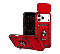 Nekiyo Tech Étui avec Support Magnétique Rotatif 360° Compatible with iPhone 17 Pro Max, Protection Grade Militaire avec Couverture Caméra Technologie Antichoc Air Cushion pour Homme Femme - Rouge