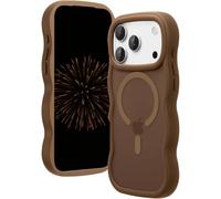 Nekiyo Tech Étui Magnétique Compatible avec iPhone 17 Pro, Joli Dos Dur Translucide Mat avec Cadran en Silicone Ondulé Coque Antichoc 6,3 Pouces - Marron