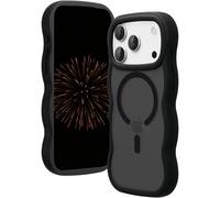 Nekiyo Tech Étui Magnétique Compatible avec iPhone 17 Pro Max, Joli Dos Dur Translucide Mat avec Cadran en Silicone Ondulé Coque Antichoc 6,9 Pouces - Noir
