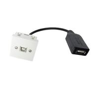 Neklan Plastron45x45USB B F/USB A F ampli-0,2m câble USB USB 2.0 USB B Noir, Blanc