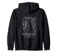Nekomata Demon Cat Japonais Yokai Cimetière au Clair de Lune Sweat à Capuche