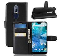 NEKOYA Coque Nokia 7.1,Etui Nokia 7.1,Anti-Rayures Coque TPU Pochette Portefeuille Fentes pour Cartes Fermeture Aimantée, Housse en Cuir Synthétic Fonction Stand pour Nokia 7.1
