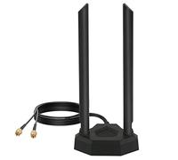 Nelawya WiFi Antenne Double Bande 8 dBi 2,4 GHz 5 GHz 5,8 GHz Adaptateur RP-SMA avec Base magnétique Compatible avec Carte de caméra de Surveillance Wi-FI PCI sans Fil Routeur Bluetooth TP-Link Dlink
